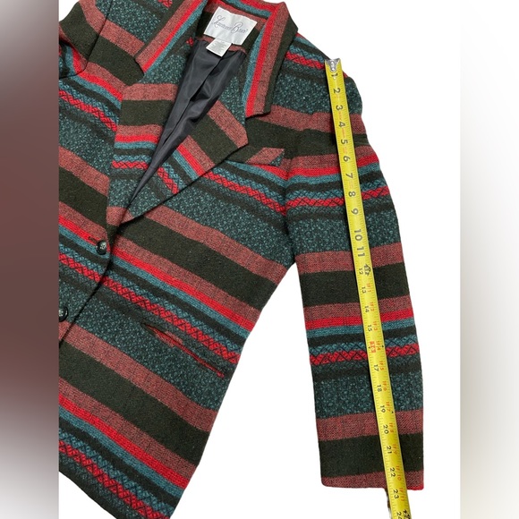 VTG Lawrence Bruce Southwest Aztec Wool Blend Lined Blanket Blazer Jacket Sz 12 - Picture 7 of 11